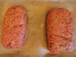 Meatloaf shaped into Two Loaves